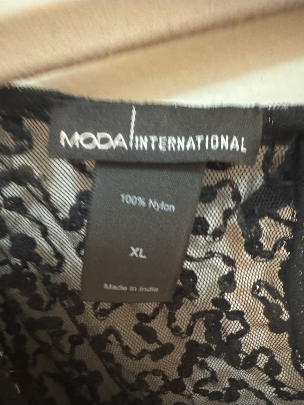 Moda International Black Sequin Sheer Long Sleeve Top with Keyhole Tie - Picture 4 of 4